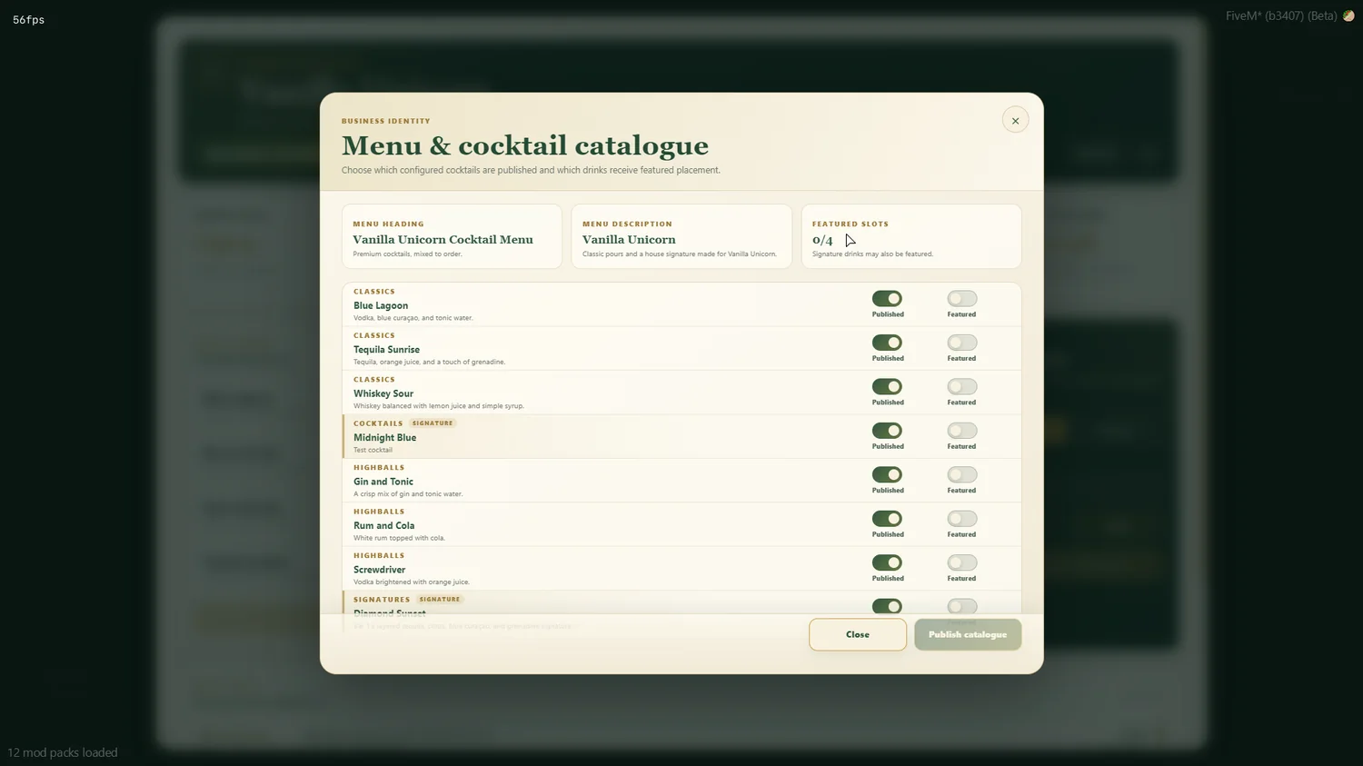 Boss management menu